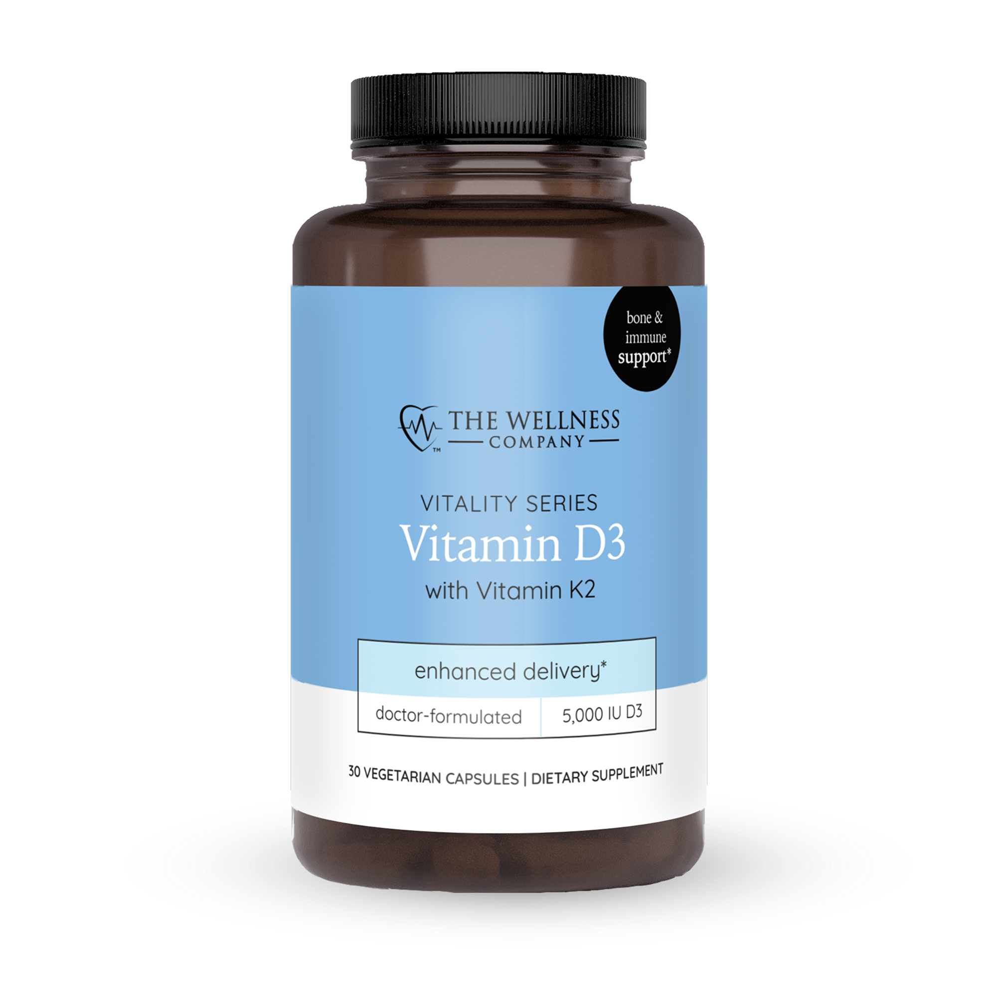 Vitamin D3 + K2 MK-7 Supplement for Bone & Immune Health - Vegan