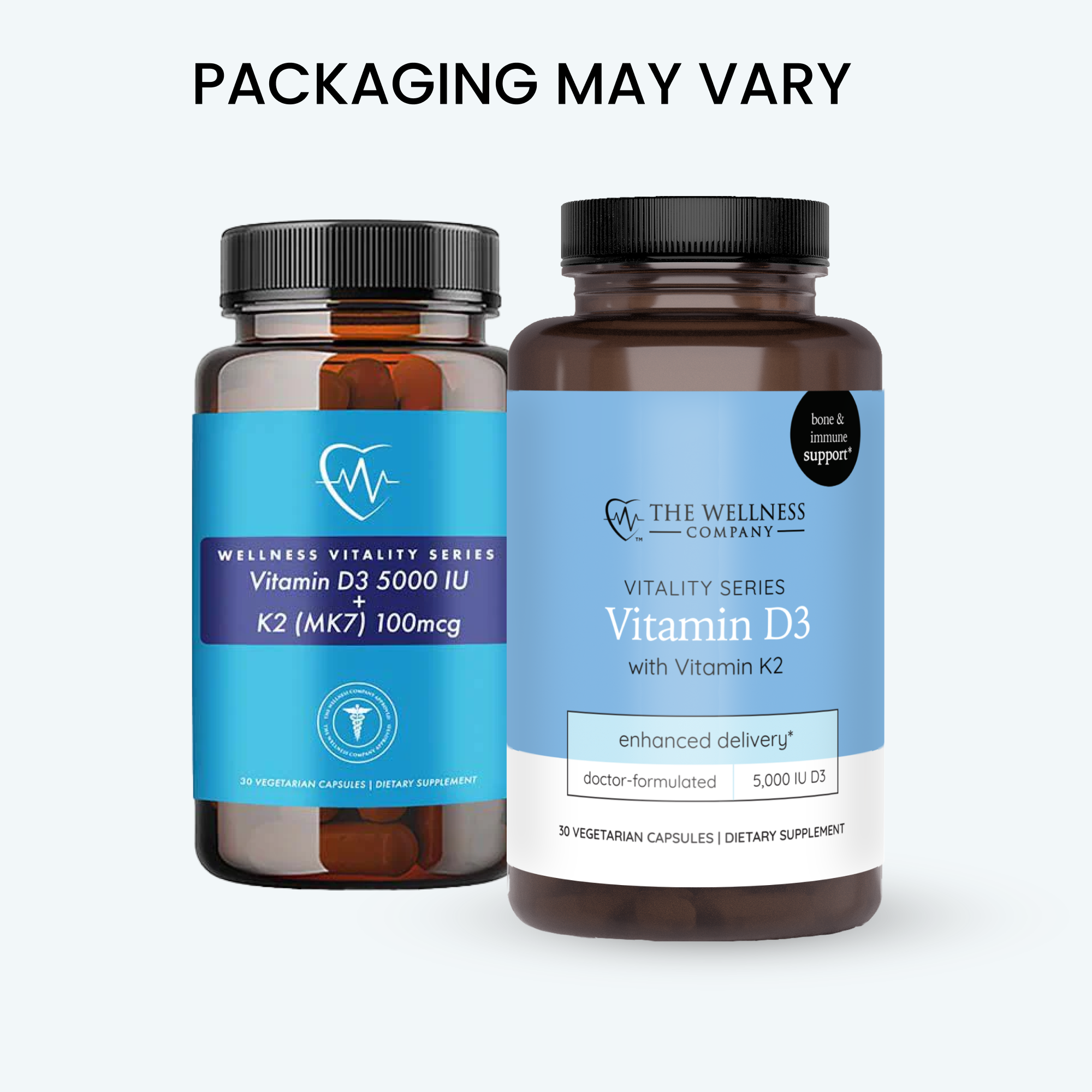 Vitamin D3 + K2 MK-7 Supplement for Bone & Immune Health - Vegan